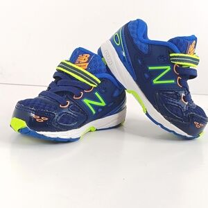 New Balance Sneakers Shoes Low-Cut Blue Green Velcro Closure Kids Baby Size 4